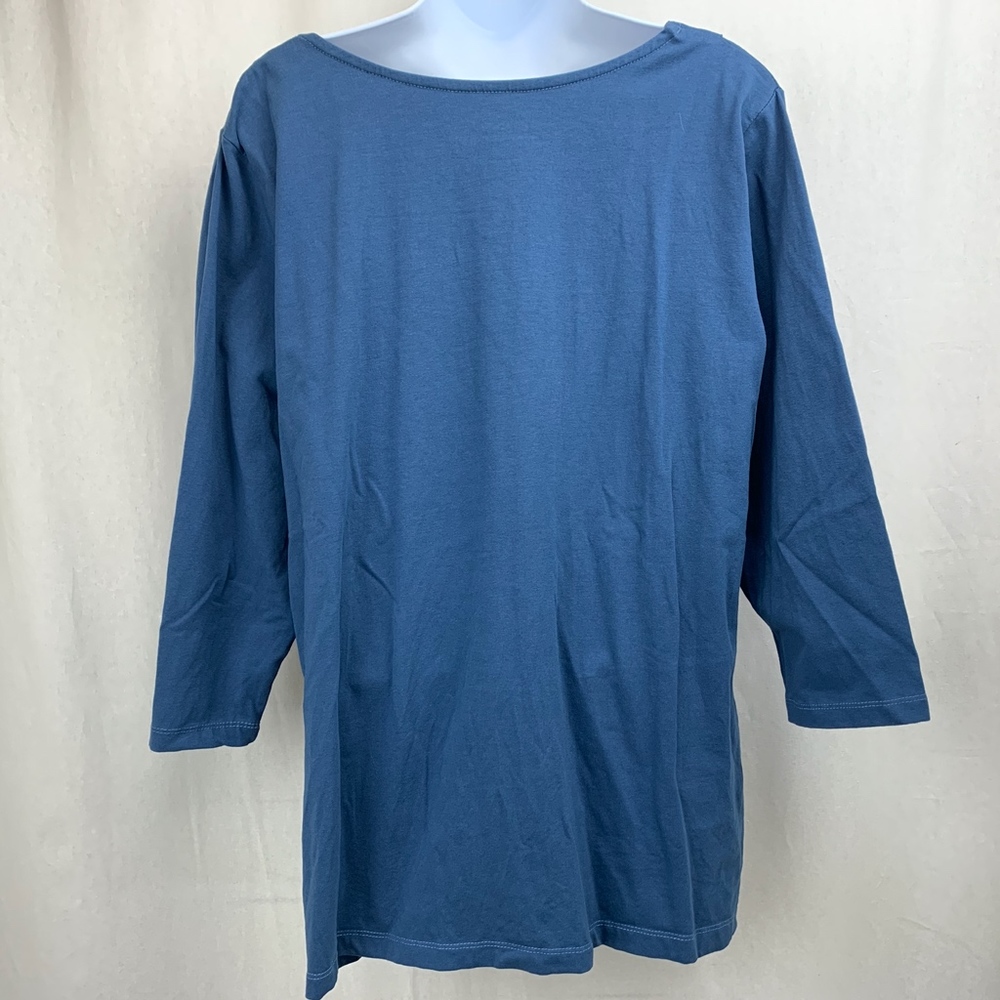 SOLD Jessica London Blue Square Neck  T Shirt - Picture 3 of 5